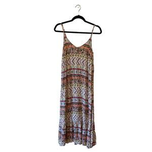 ONEILL M summer cami dress maxi floral spaghetti strap ruffle green blue boho